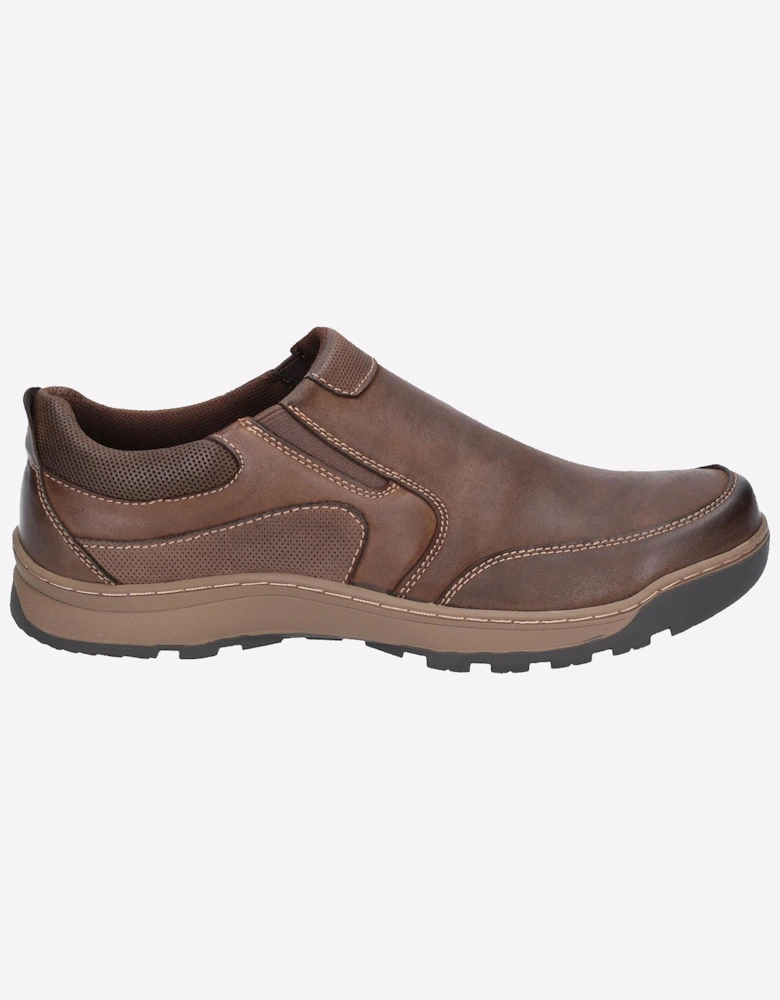 Hush Puppies Jasper Slip On Mens Leather Shoes Brown