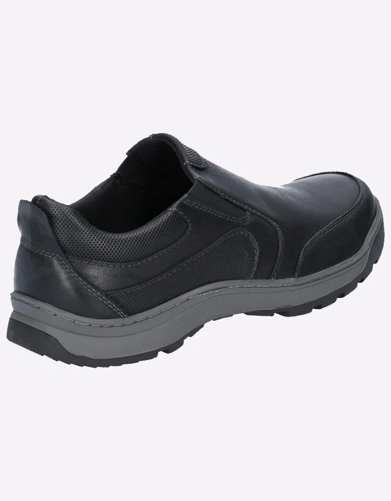 Hush Puppies Jasper Slip On Mens Leather Shoes Black