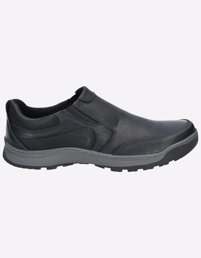 Hush Puppies Jasper Slip On Mens Leather Shoes Black
