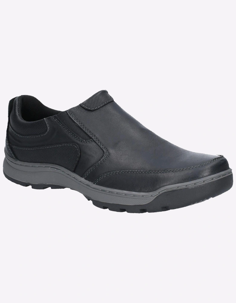Hush Puppies Jasper Slip On Mens Leather Shoes Black
