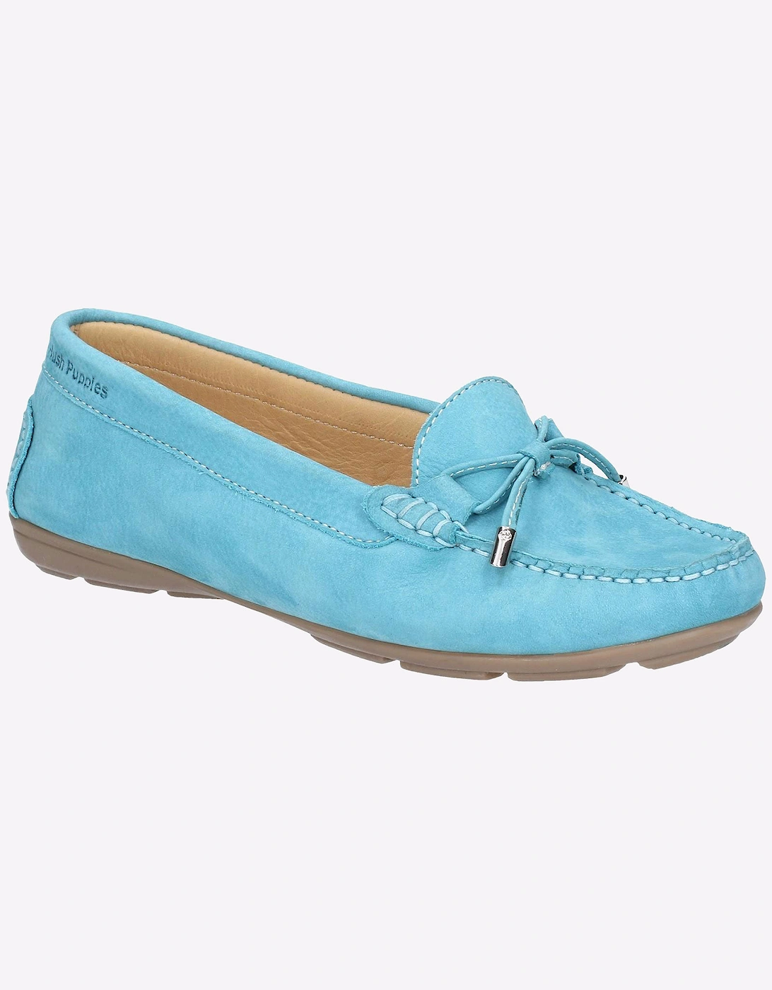 Hush Puppies Maggie Slip On Memory Foam Leather Womens Shoes Sky Blue