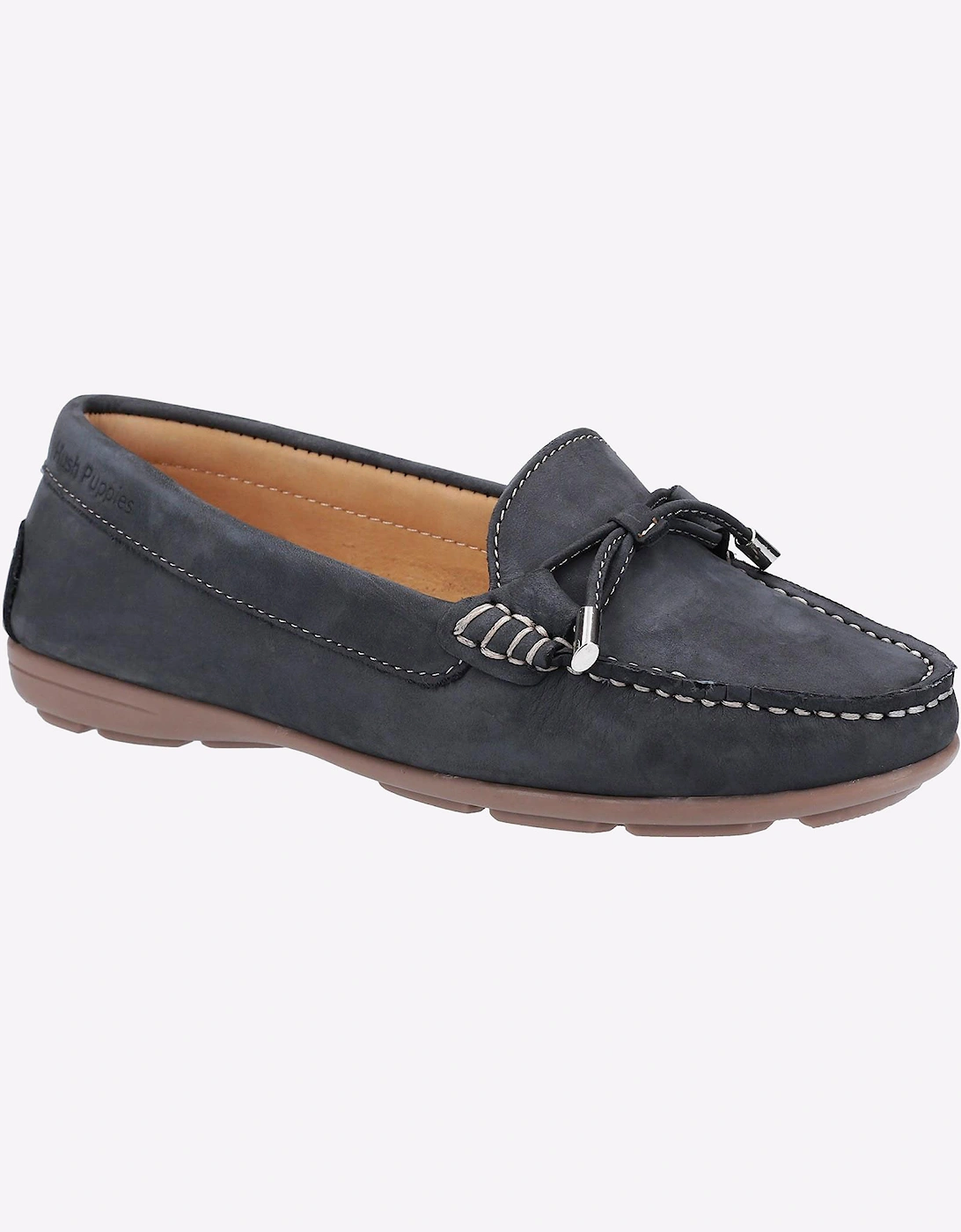 Hush Puppies Maggie Slip On Memory Foam Leather Womens Shoes Navy