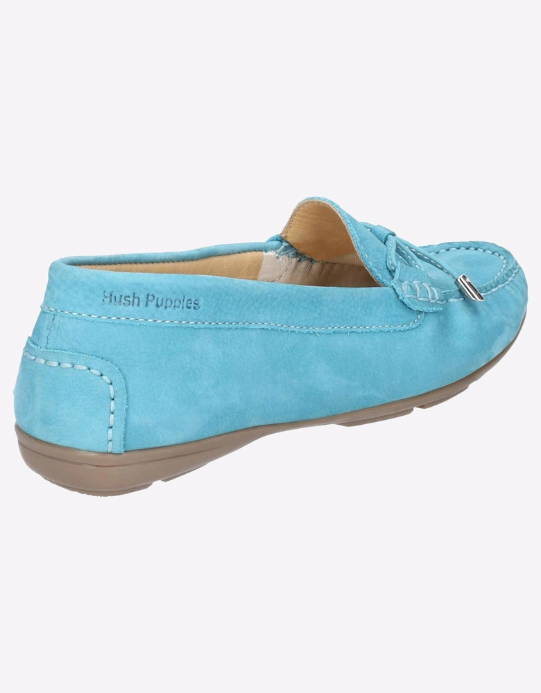 Hush Puppies Maggie Slip On Memory Foam Leather Womens Shoes Sky Blue