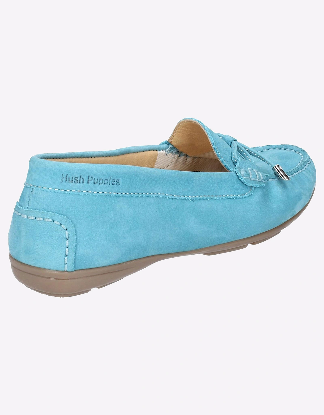 Hush Puppies Maggie Slip On Memory Foam Leather Womens Shoes Sky Blue