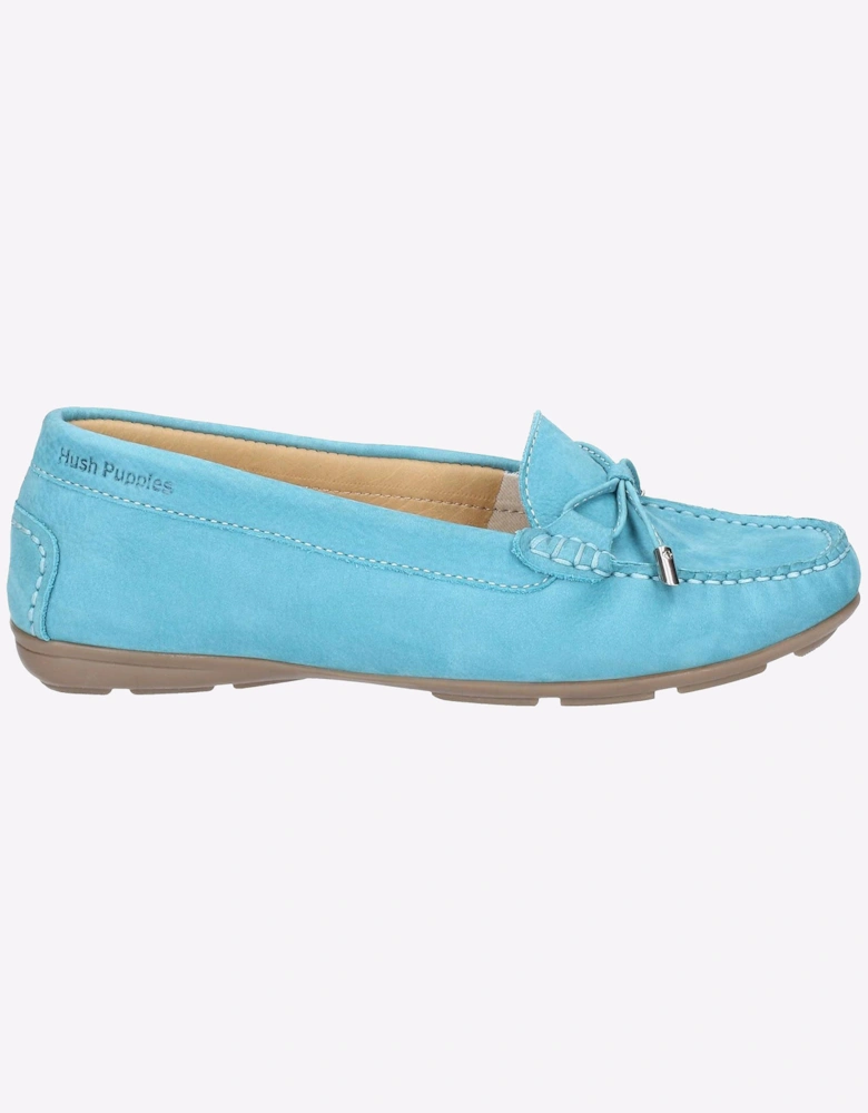 Hush Puppies Maggie Slip On Memory Foam Leather Womens Shoes Sky Blue