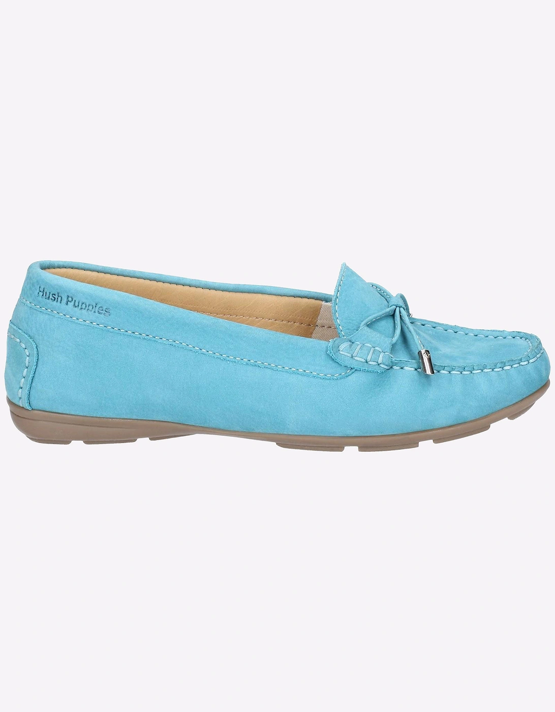 Hush Puppies Maggie Slip On Memory Foam Leather Womens Shoes Sky Blue