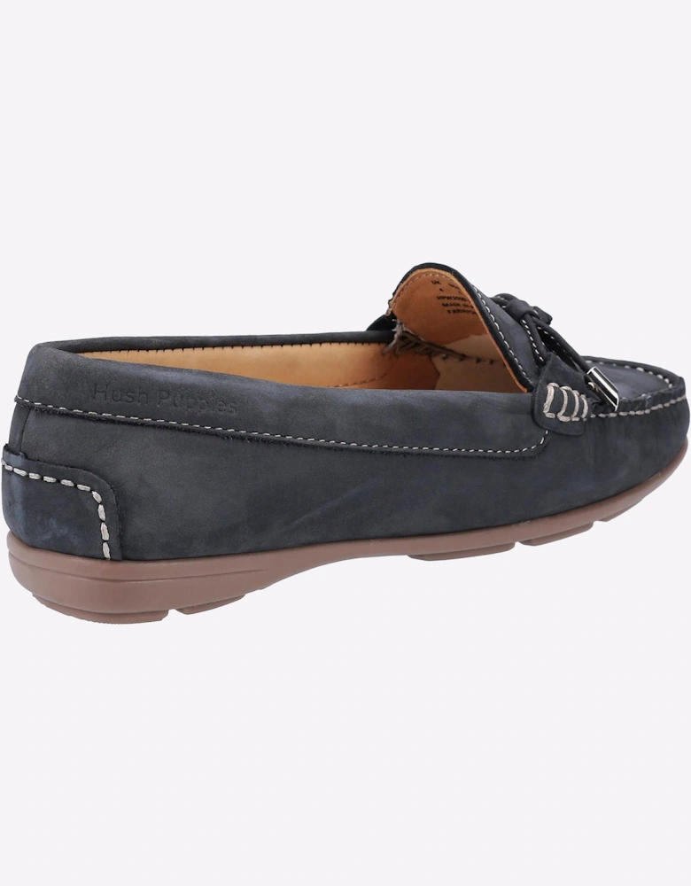 Hush Puppies Maggie Slip On Memory Foam Leather Womens Shoes Navy