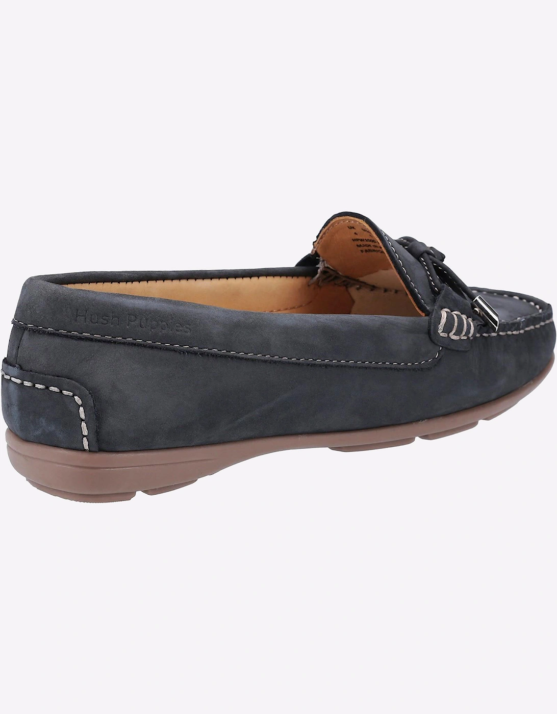 Hush Puppies Maggie Slip On Memory Foam Leather Womens Shoes Navy