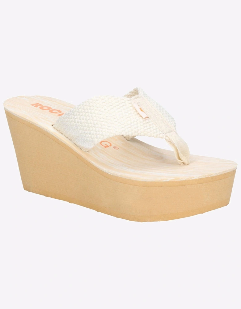 Rocket Dog Diver Webbing Womens Slip On Sandals Cream