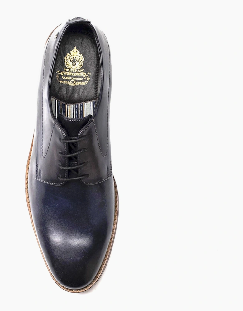 Base London Script Washed Leather Mens Shoes Navy