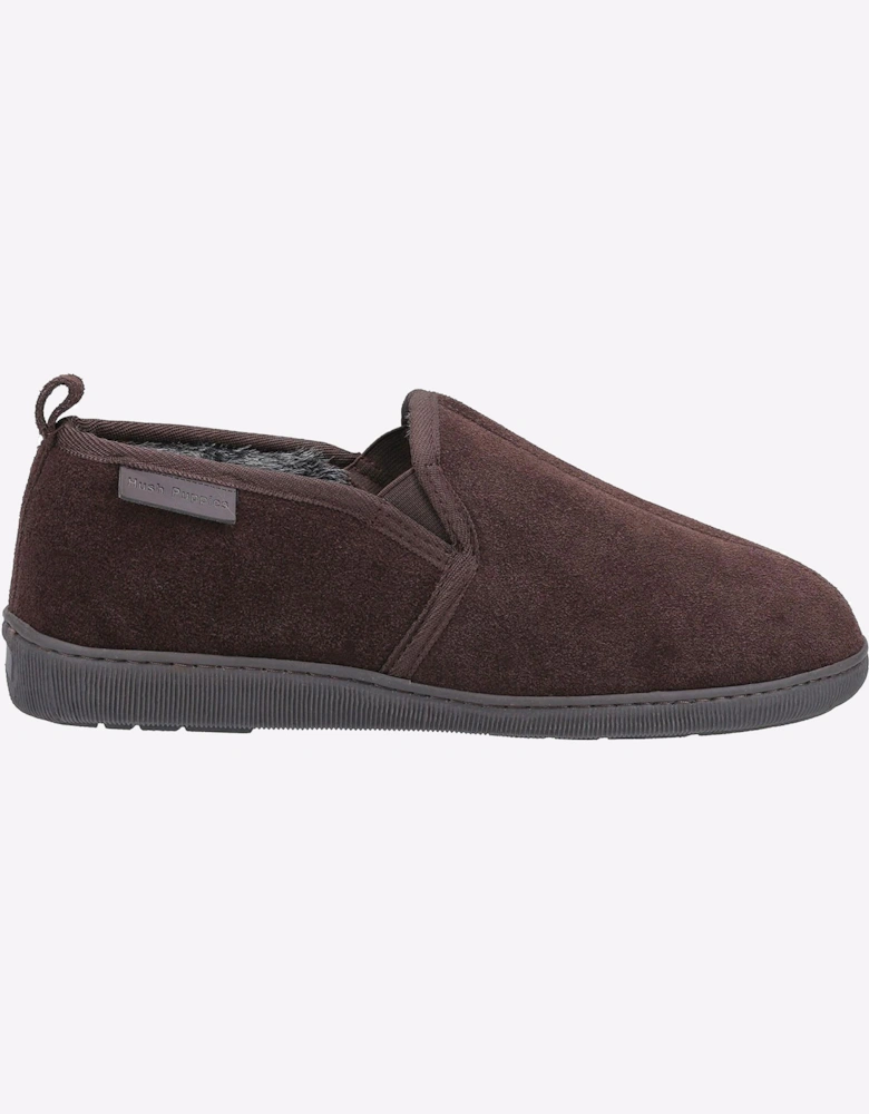 Hush Puppies Arnold Slip On Suede Memory Foam Mens Slippers Brown
