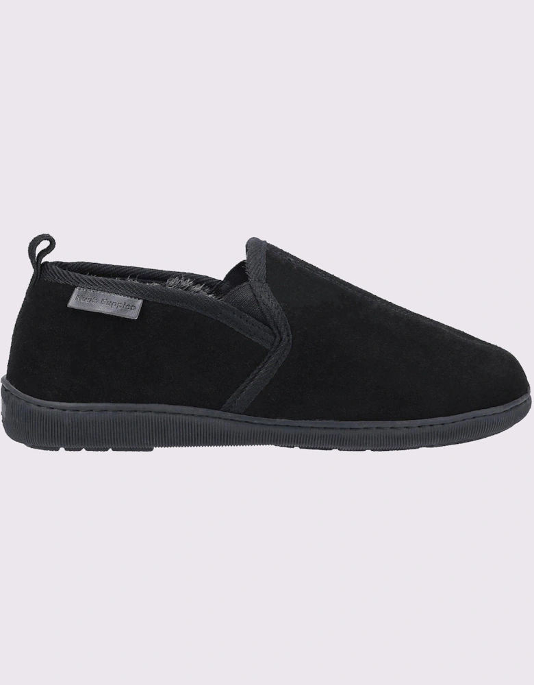 Hush Puppies Arnold Slip On Suede Memory Foam Mens Slippers Black