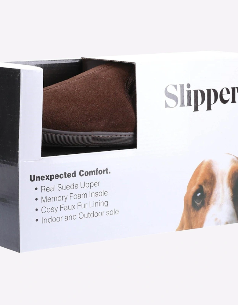 Hush Puppies Arnold Slip On Suede Memory Foam Mens Slippers Brown
