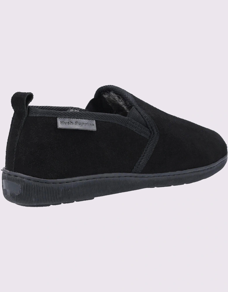 Hush Puppies Arnold Slip On Suede Memory Foam Mens Slippers Black