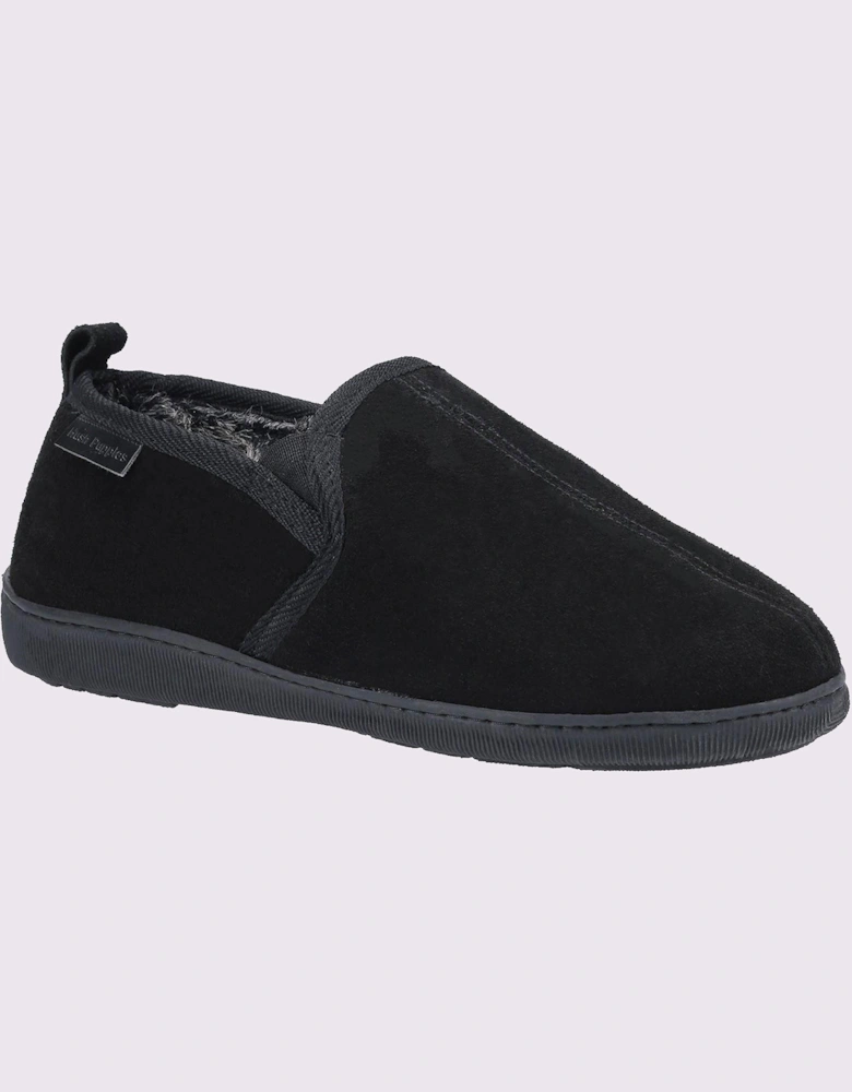 Hush Puppies Arnold Slip On Suede Memory Foam Mens Slippers Black