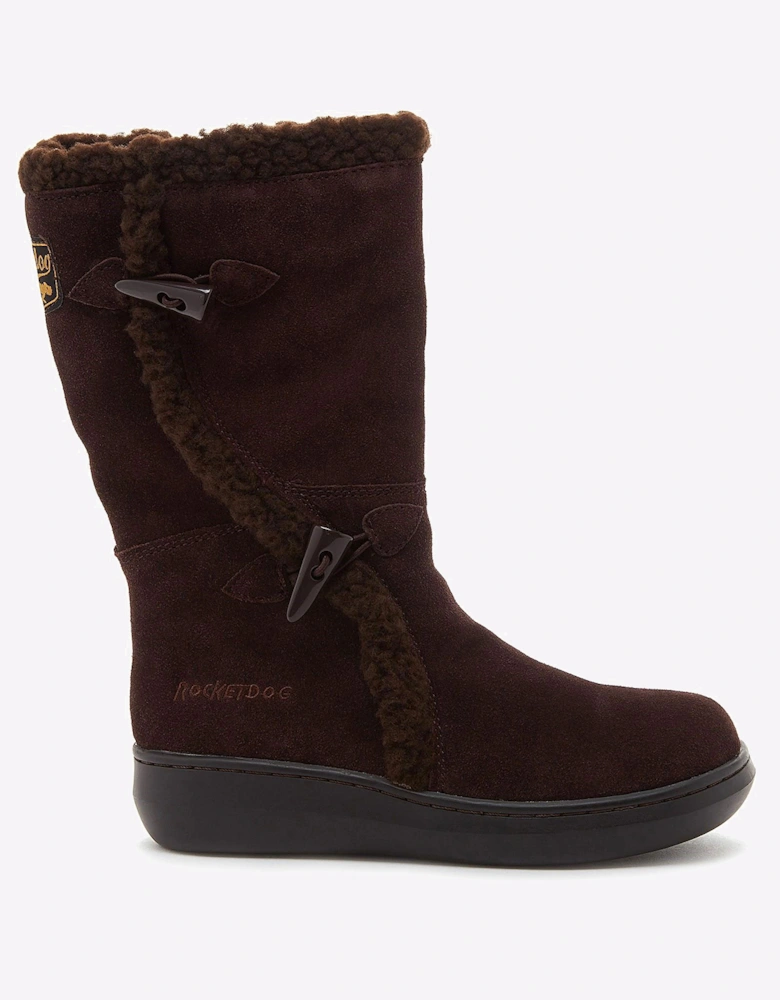 Rocket Dog Slope Mid-Calf Suede Womens Winter Boots Chocolate