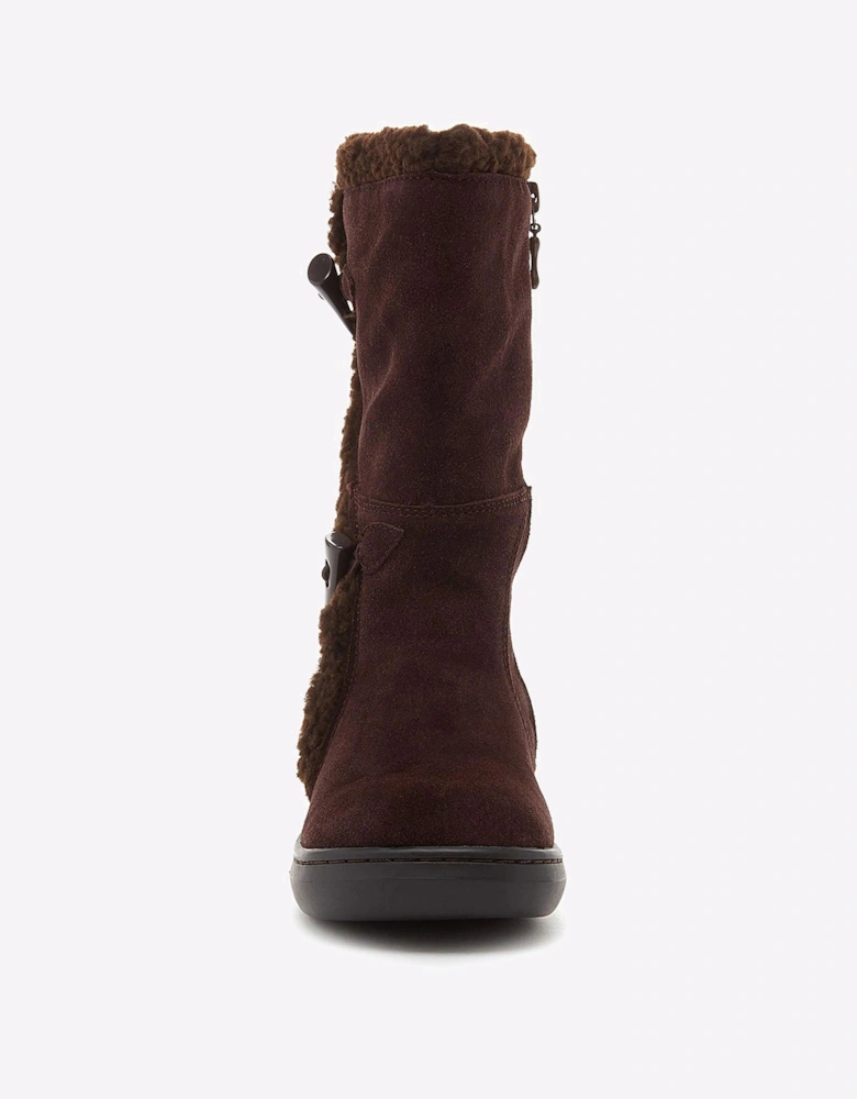 Rocket Dog Slope Mid-Calf Suede Womens Winter Boots Chocolate