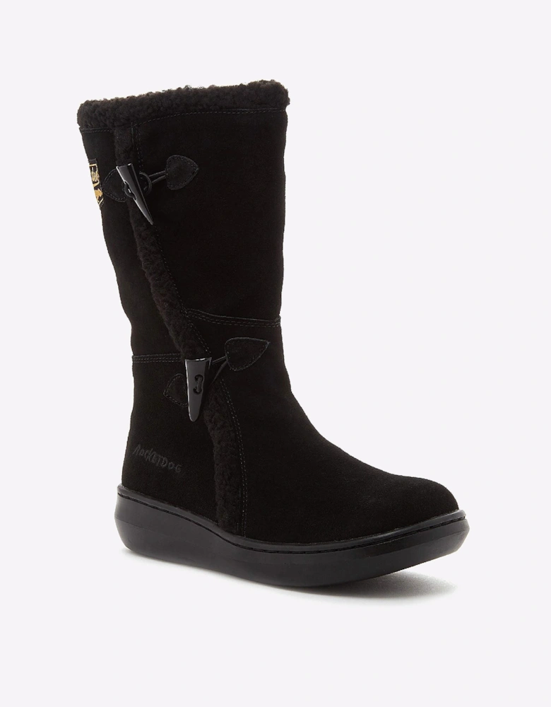 Rocket Dog Slope Mid-Calf Suede Womens Winter Boots Black