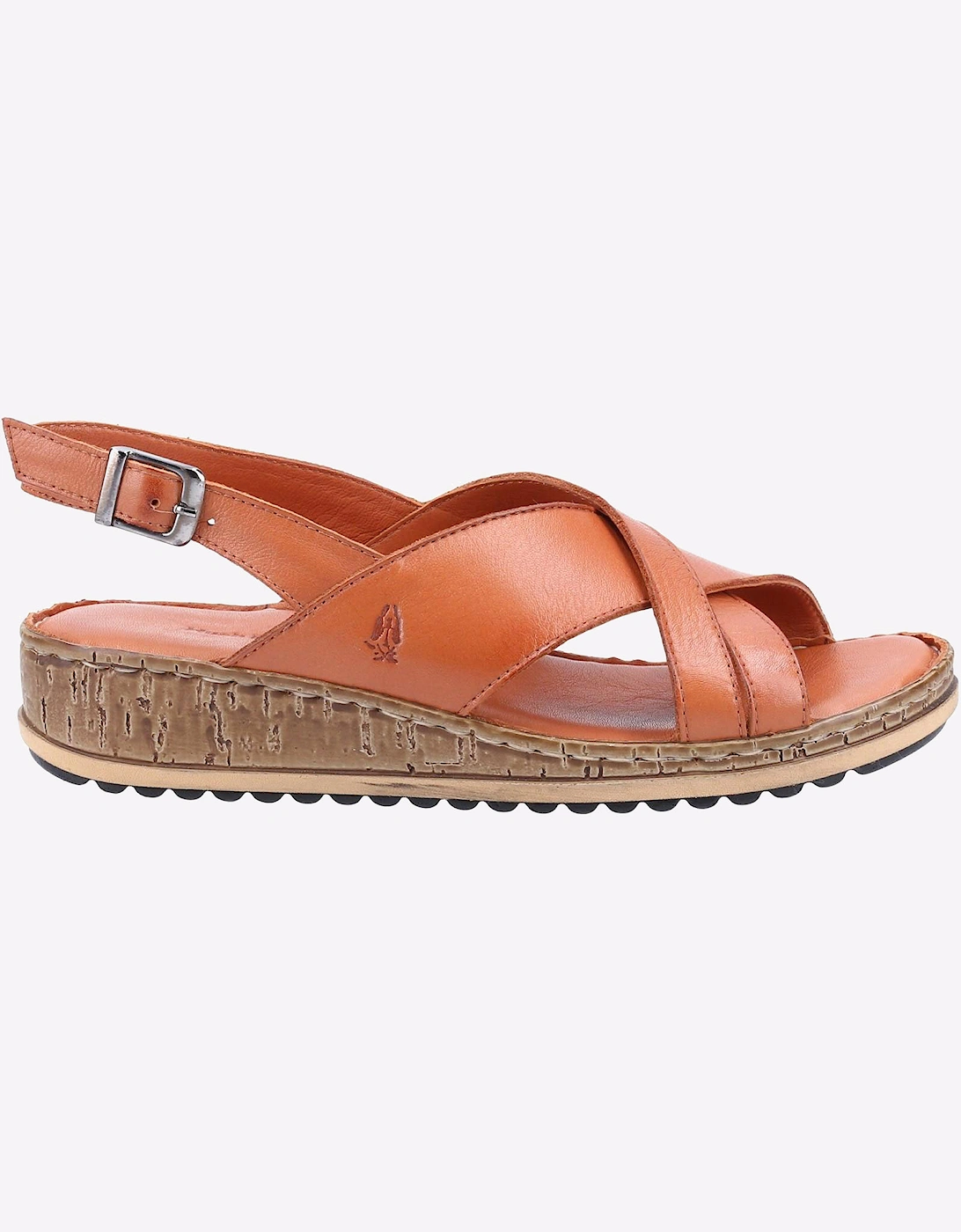 Hush Puppies Elena Cross Over Wedge Womens Sandals Tan