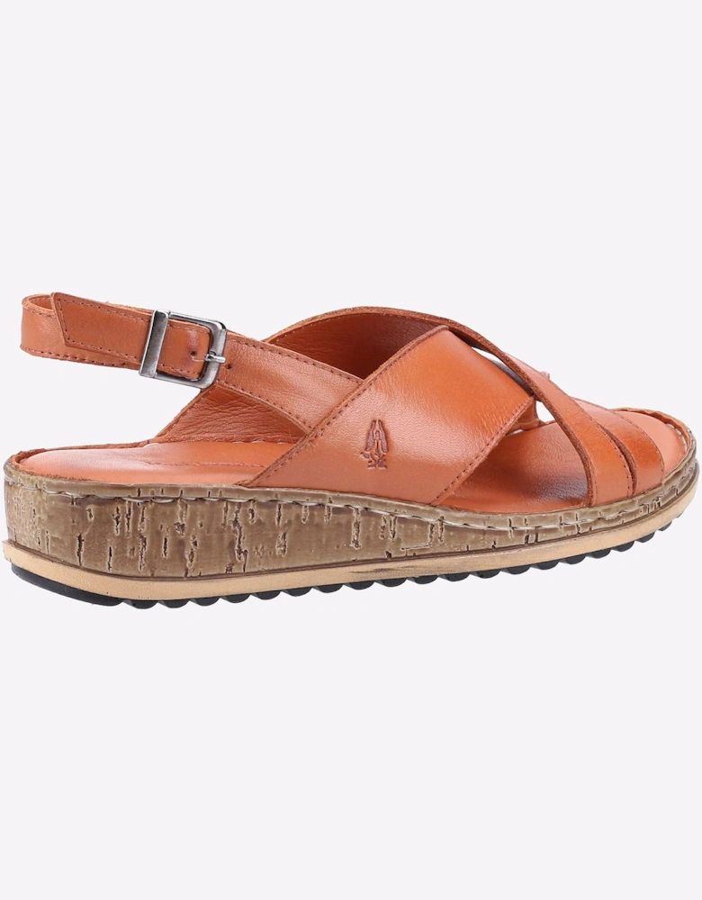 Hush Puppies Elena Cross Over Wedge Womens Sandals Tan