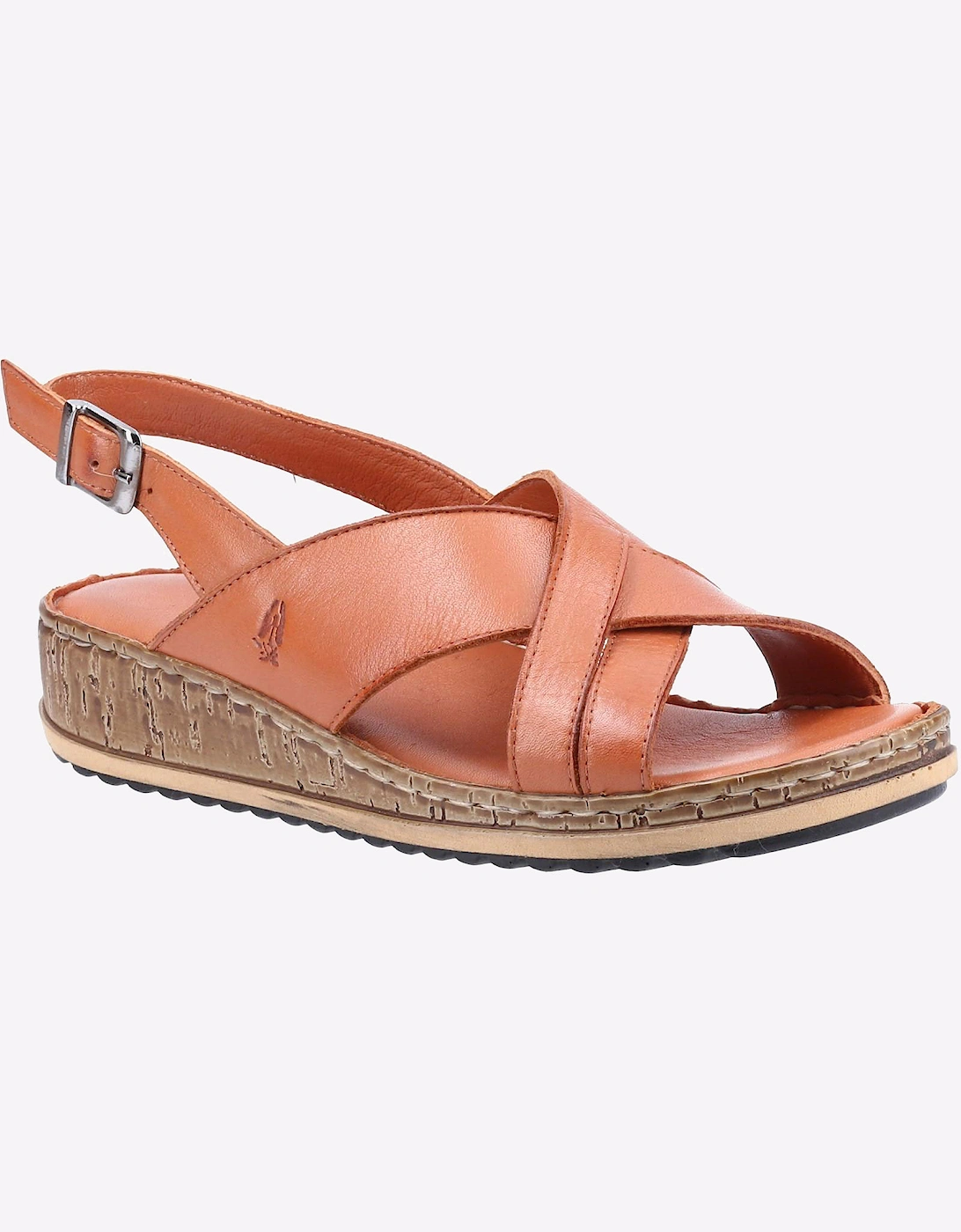 Hush Puppies Elena Cross Over Wedge Womens Sandals Tan