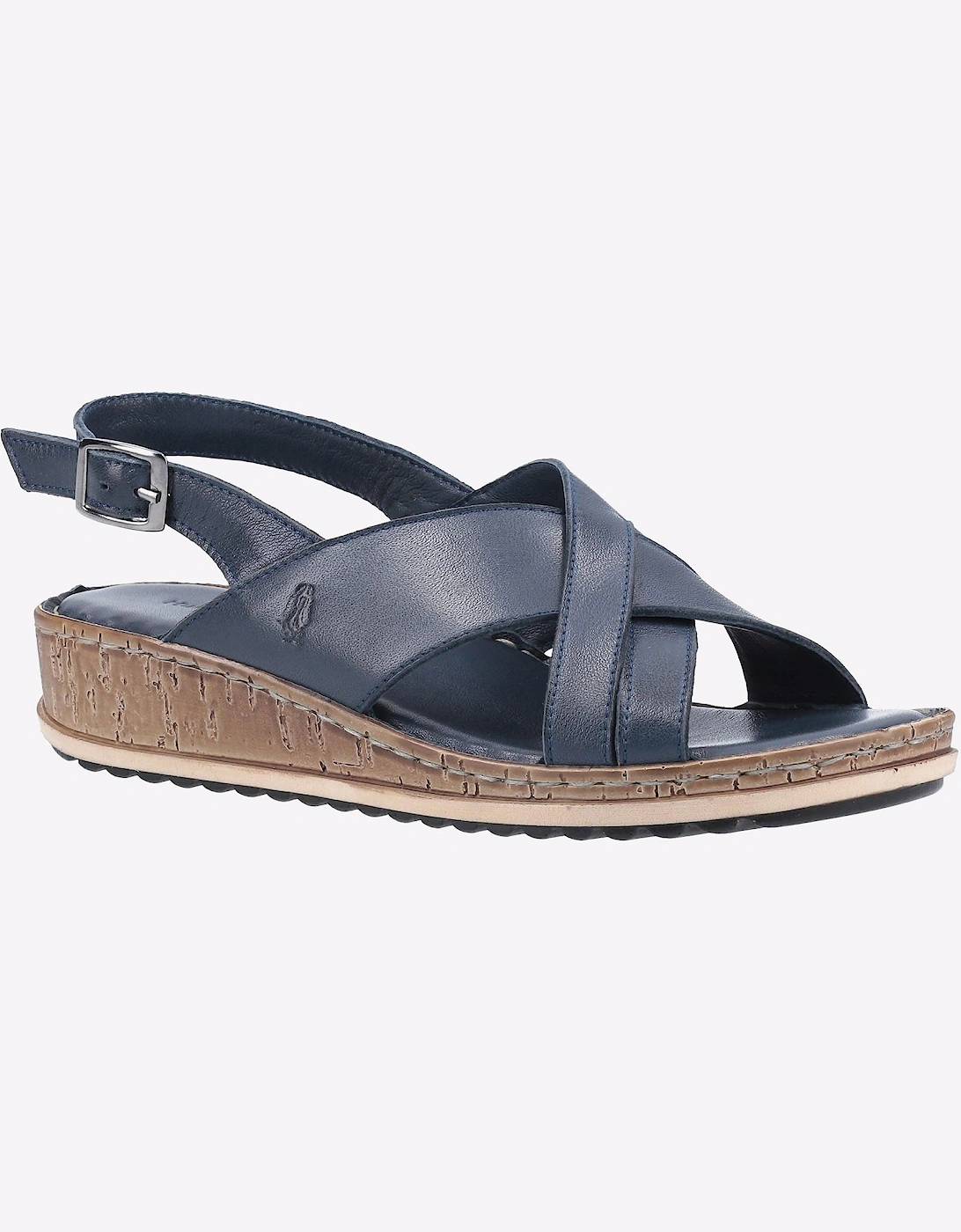 Hush Puppies Elena Cross Over Wedge Womens Sandals Navy