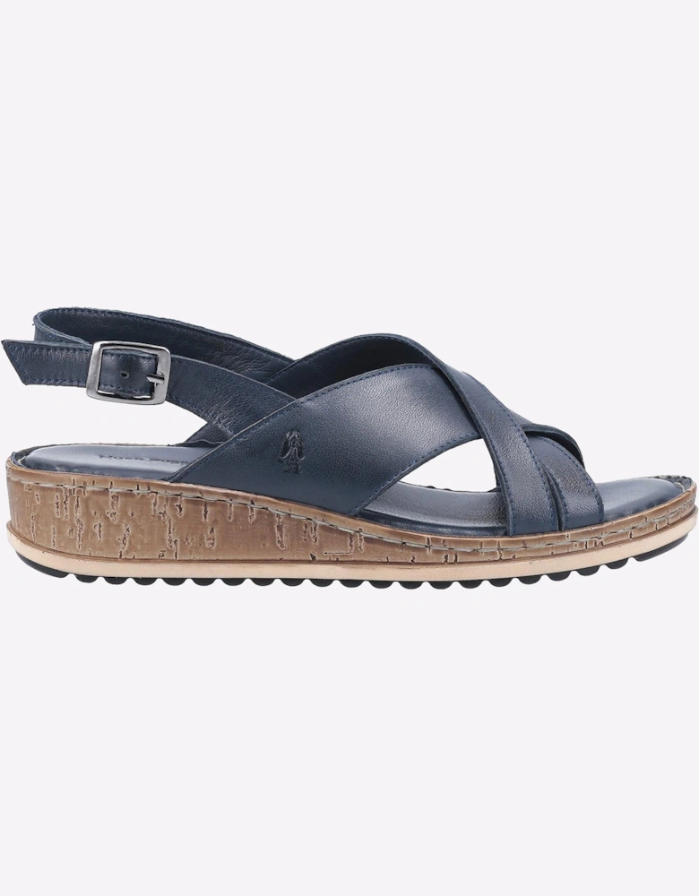 Hush Puppies Elena Cross Over Wedge Womens Sandals Navy