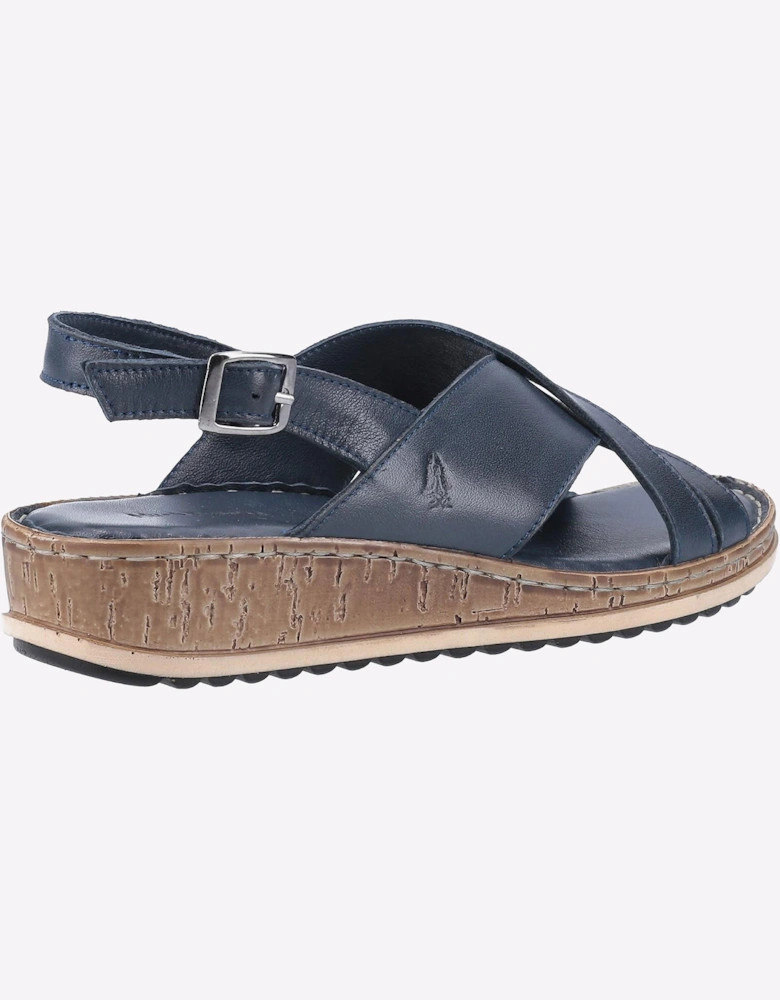 Hush Puppies Elena Cross Over Wedge Womens Sandals Navy