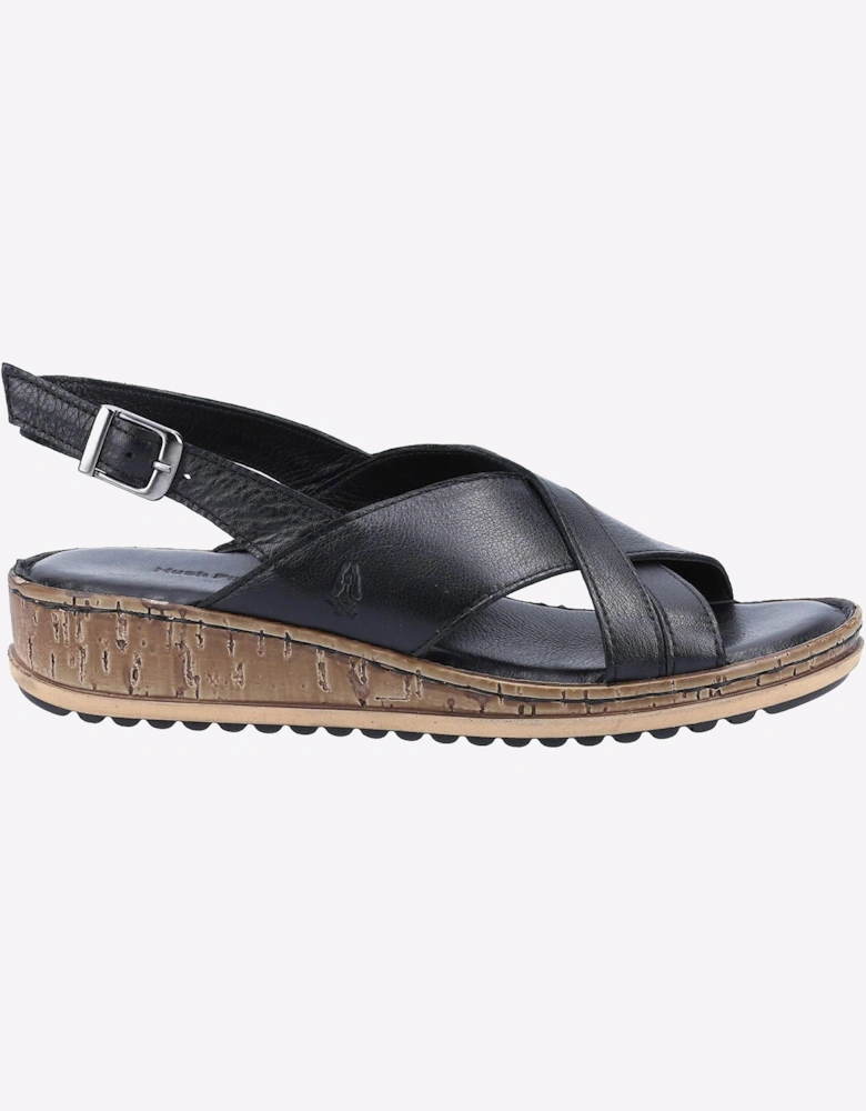 Hush Puppies Elena Cross Over Wedge Womens Sandals Black