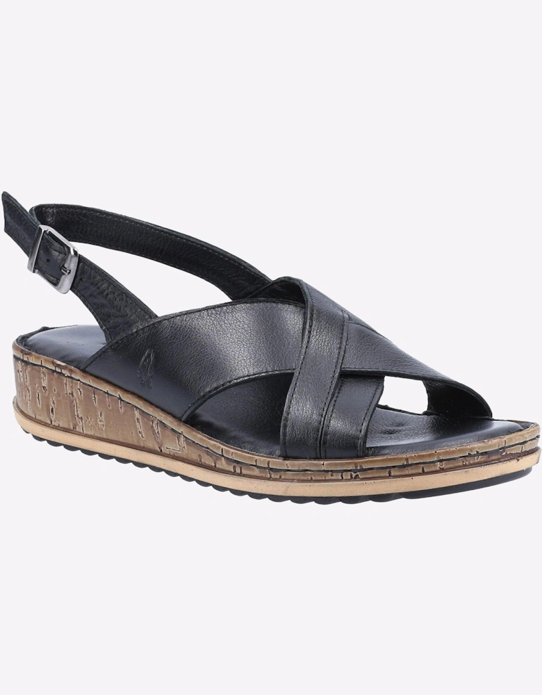 Hush Puppies Elena Cross Over Wedge Womens Sandals Black