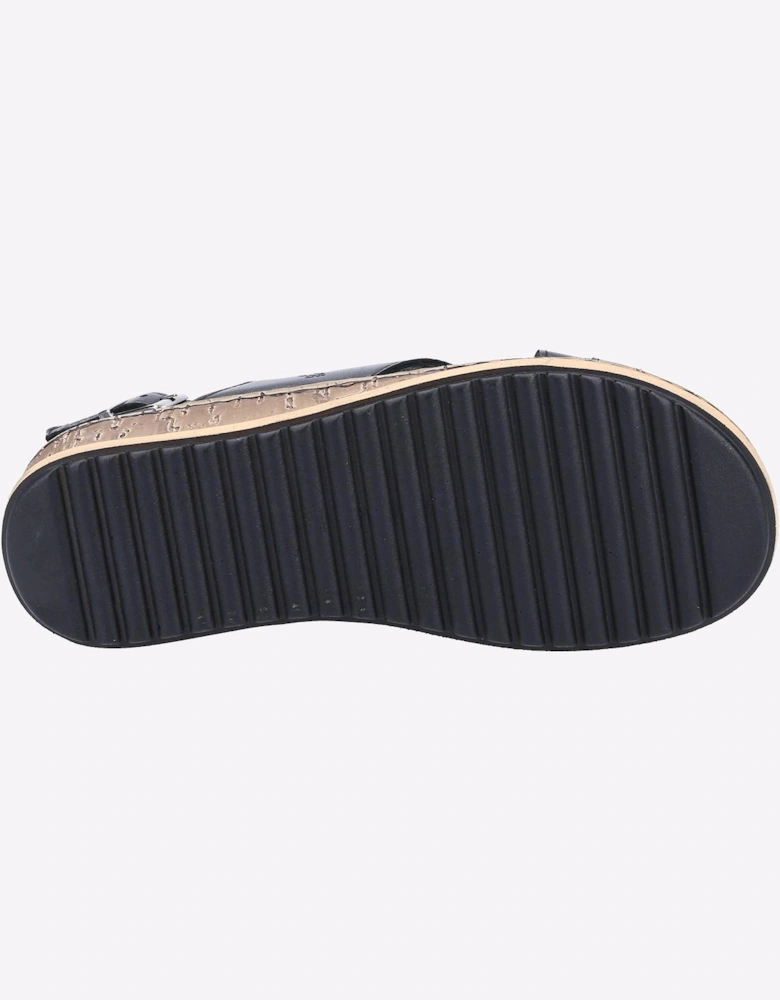 Hush Puppies Elena Cross Over Wedge Womens Sandals Black