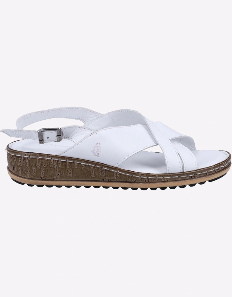 Hush Puppies Elena Cross Over Wedge Womens Sandals White