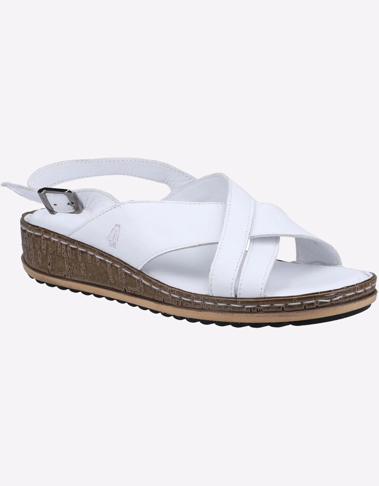 Hush Puppies Elena Cross Over Wedge Womens Sandals White