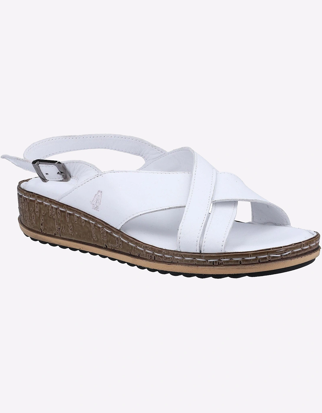 Hush Puppies Elena Cross Over Wedge Womens Sandals White