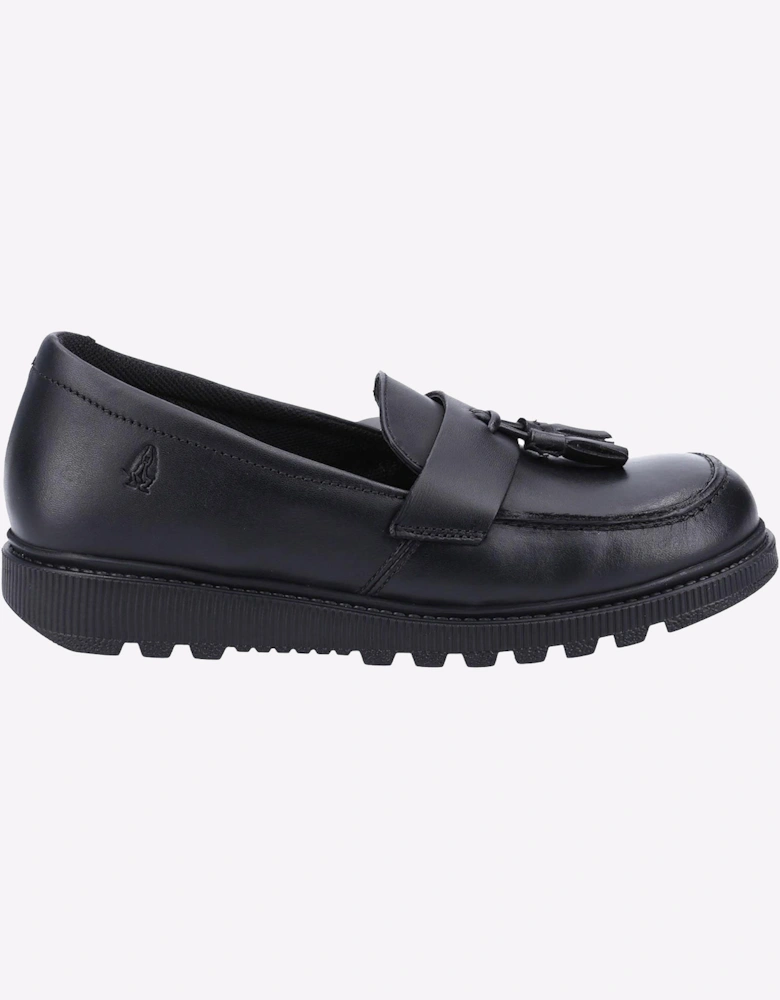 Hush Puppies Faye Junior Girls Leather Memory Foam Shoes Black