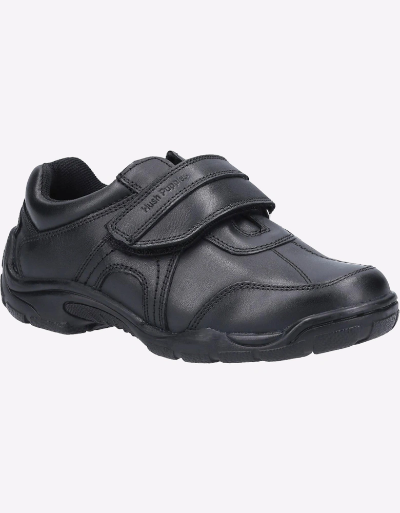 Hush Puppies Arlo Leather Memory Foam Junior Boys Shoes Black