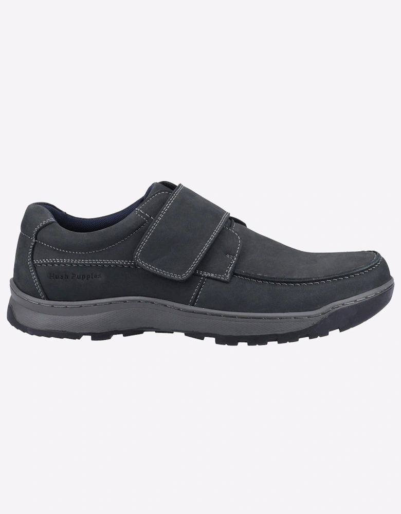 Hush Puppies Casper Comfort Strap Memory Foam Mens Shoes Navy Nubuck