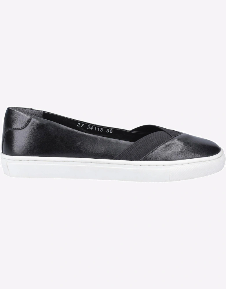 Hush Puppies Tiffany Slip On Leather Womens Shoes Black