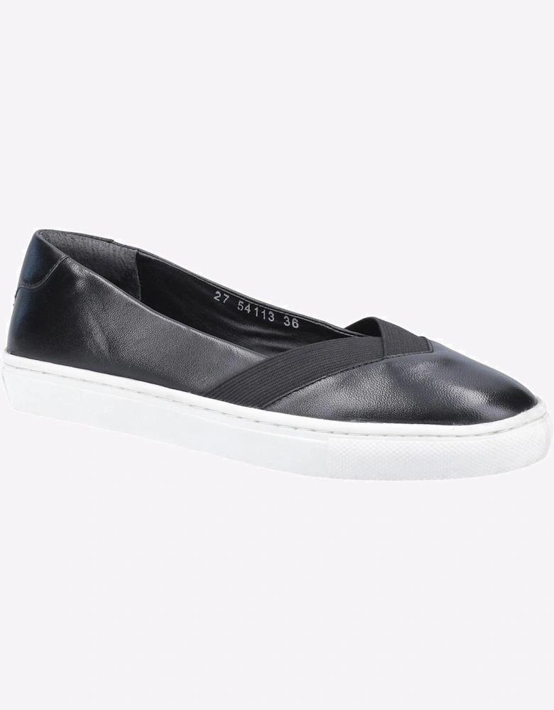 Hush Puppies Tiffany Slip On Leather Womens Shoes Black