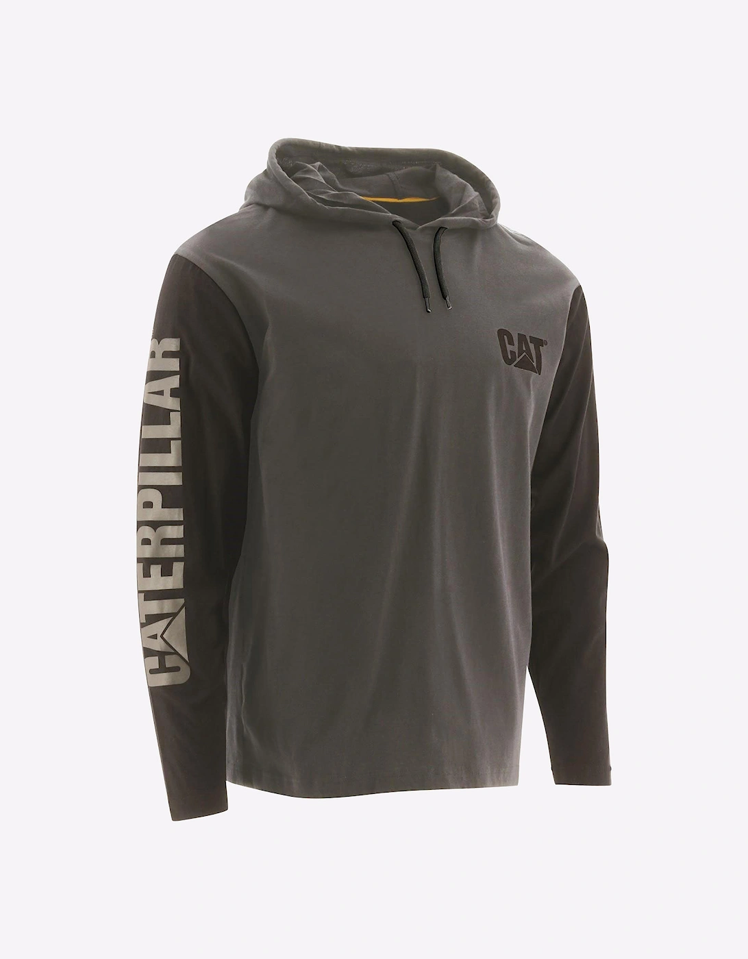 Men's Caterpillar Hooded Long Sleeve T-Shirt Mens Dark Shadow - Grey - Size: UK m