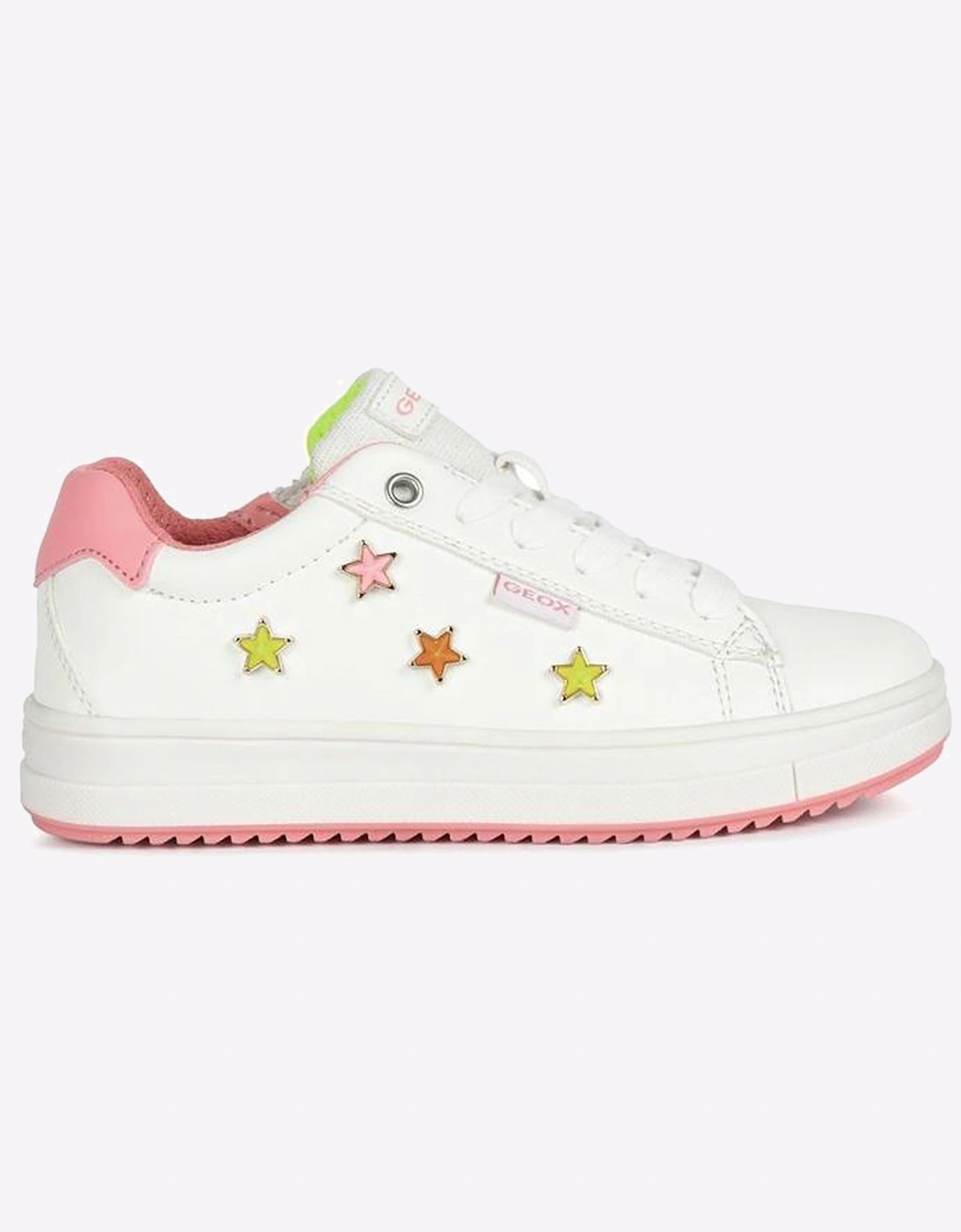 Geox Rebecca Waterproof Girls Womens Trainers White/Fuchsia