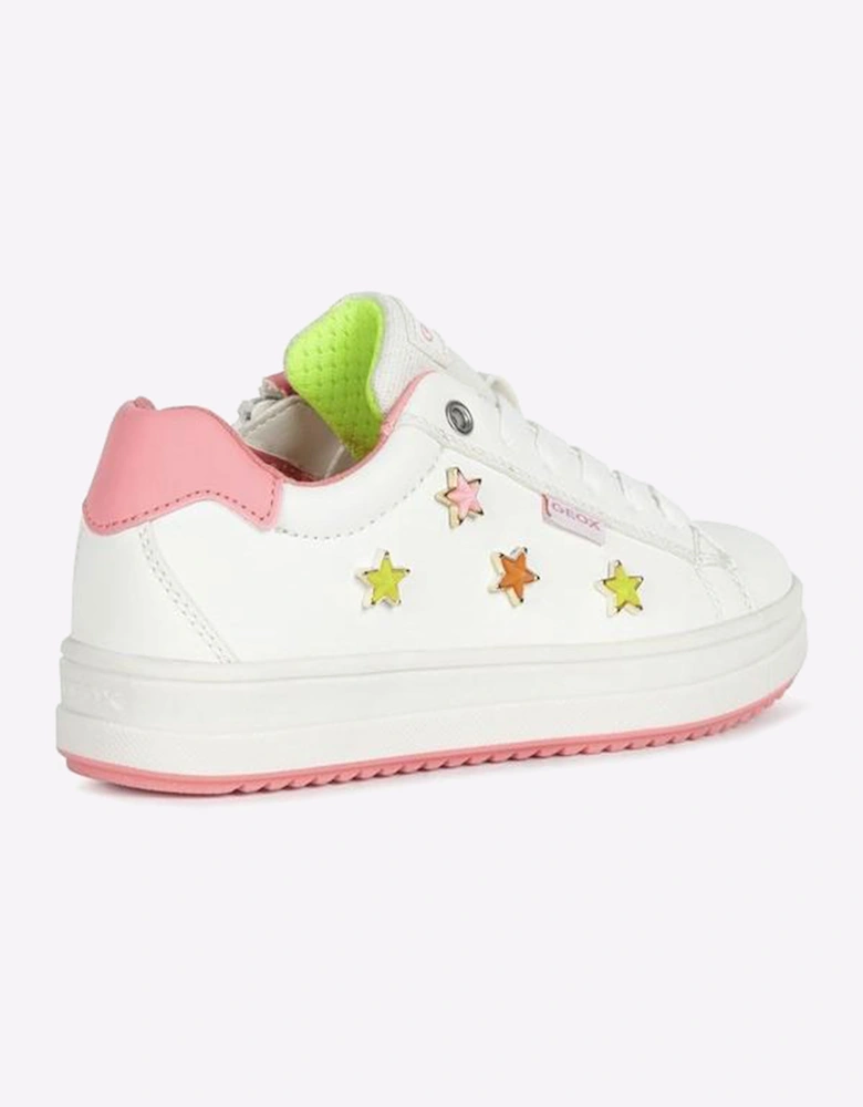 Geox Rebecca Waterproof Girls Womens Trainers White/Fuchsia