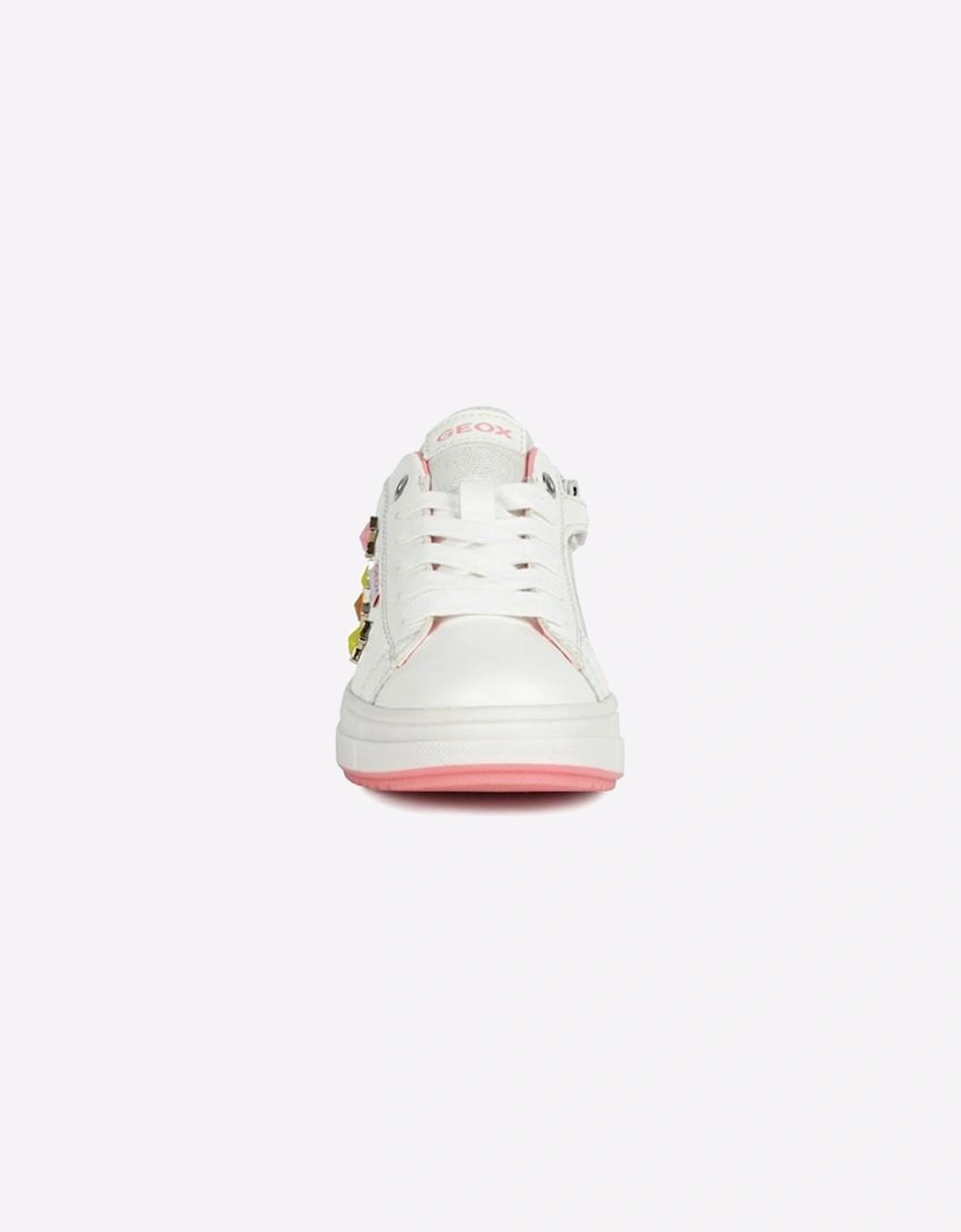 Geox Rebecca Waterproof Girls Womens Trainers White/Fuchsia