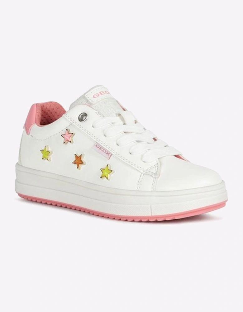 Geox Rebecca Waterproof Girls Womens Trainers White/Fuchsia
