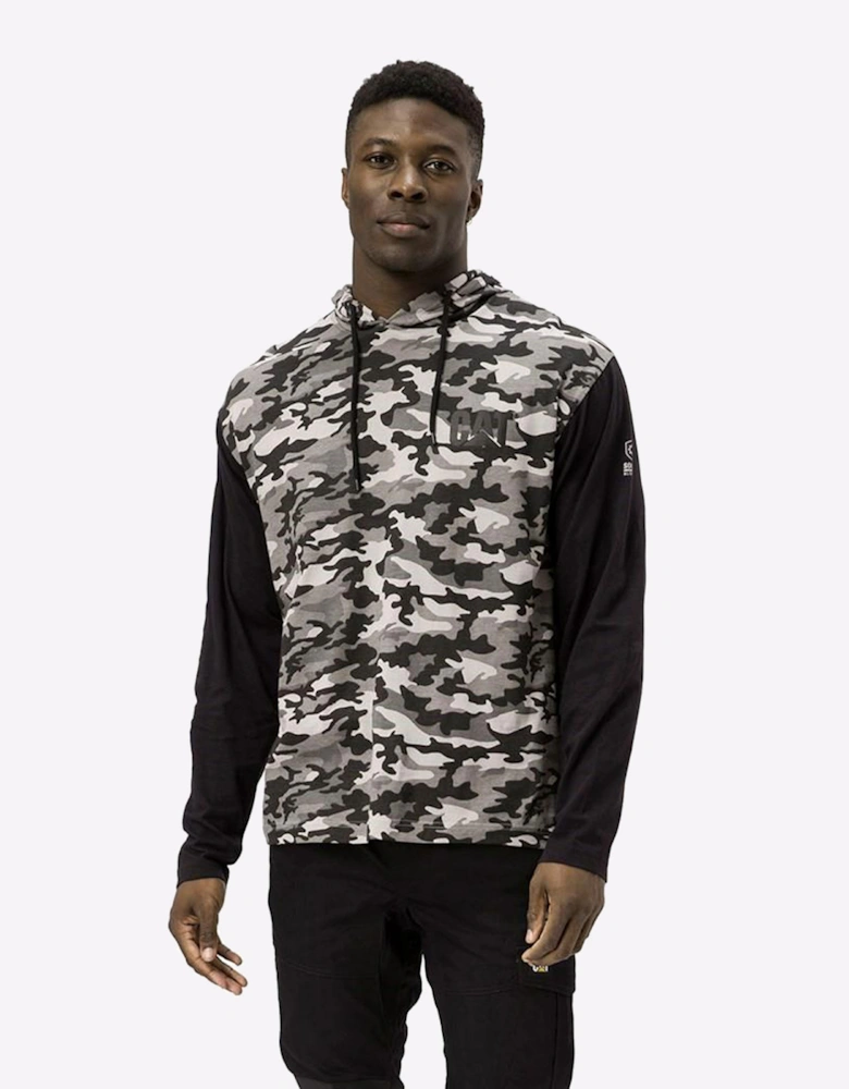 Caterpillar Long Sleeve Hoodie Mens Stone Camo