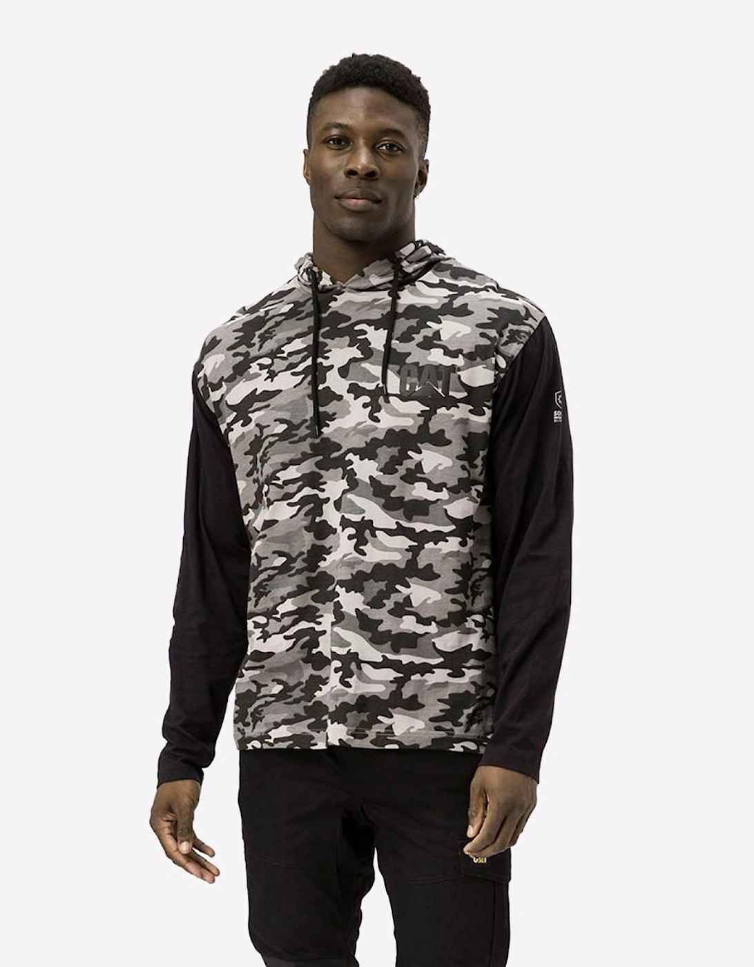 Caterpillar Long Sleeve Hoodie Mens Stone Camo