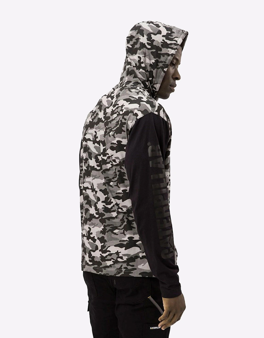 Caterpillar Long Sleeve Hoodie Mens Stone Camo