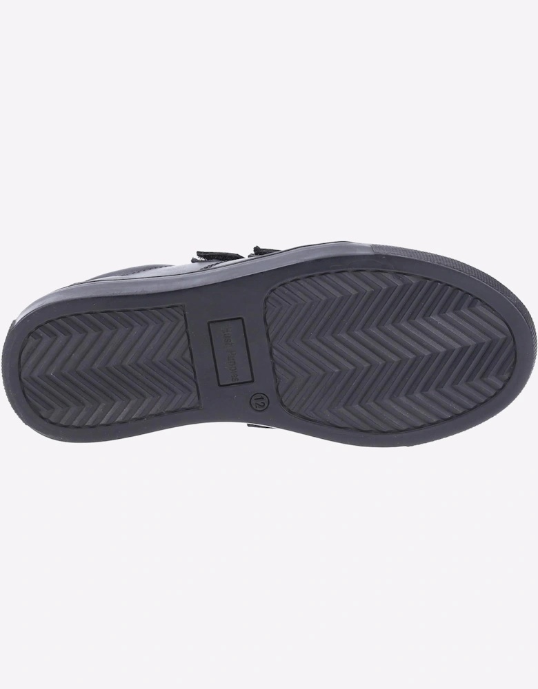 Hush Puppies Santos Leather Memory Foam Junior Boys Shoes Black