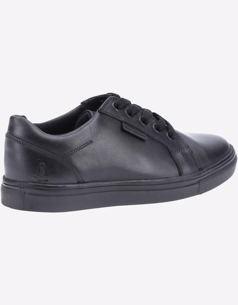 Hush Puppies Sam Leather Memory Foam Junior Boys Shoes Black
