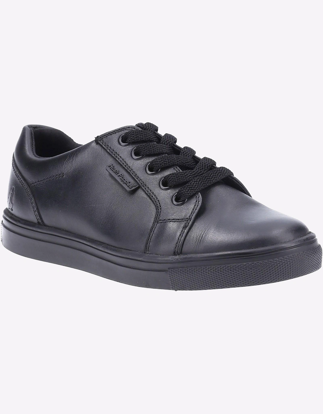 Hush Puppies Sam Leather Memory Foam Junior Boys Shoes Black
